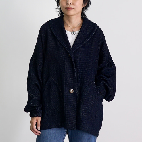 UZUIRO カーディガン　ジャケット　ネイビー デニムニット △廃盤△/デニムニットくつろ着カーディガン/ネイビー ジャケット