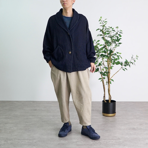 △廃盤△/デニムニットくつろ着カーディガン/ネイビー ジャケット