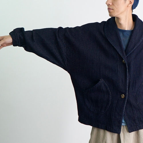 △廃盤△/デニムニットくつろ着カーディガン/ネイビー ジャケット
