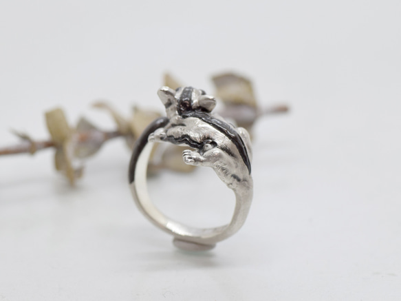 抱きつきフクロモモンガのシルバーリング 6枚目の画像