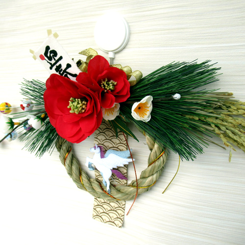 2026しめ縄☆ 正月飾り 午（うま）のお正月リース飾り 大26-3 リース