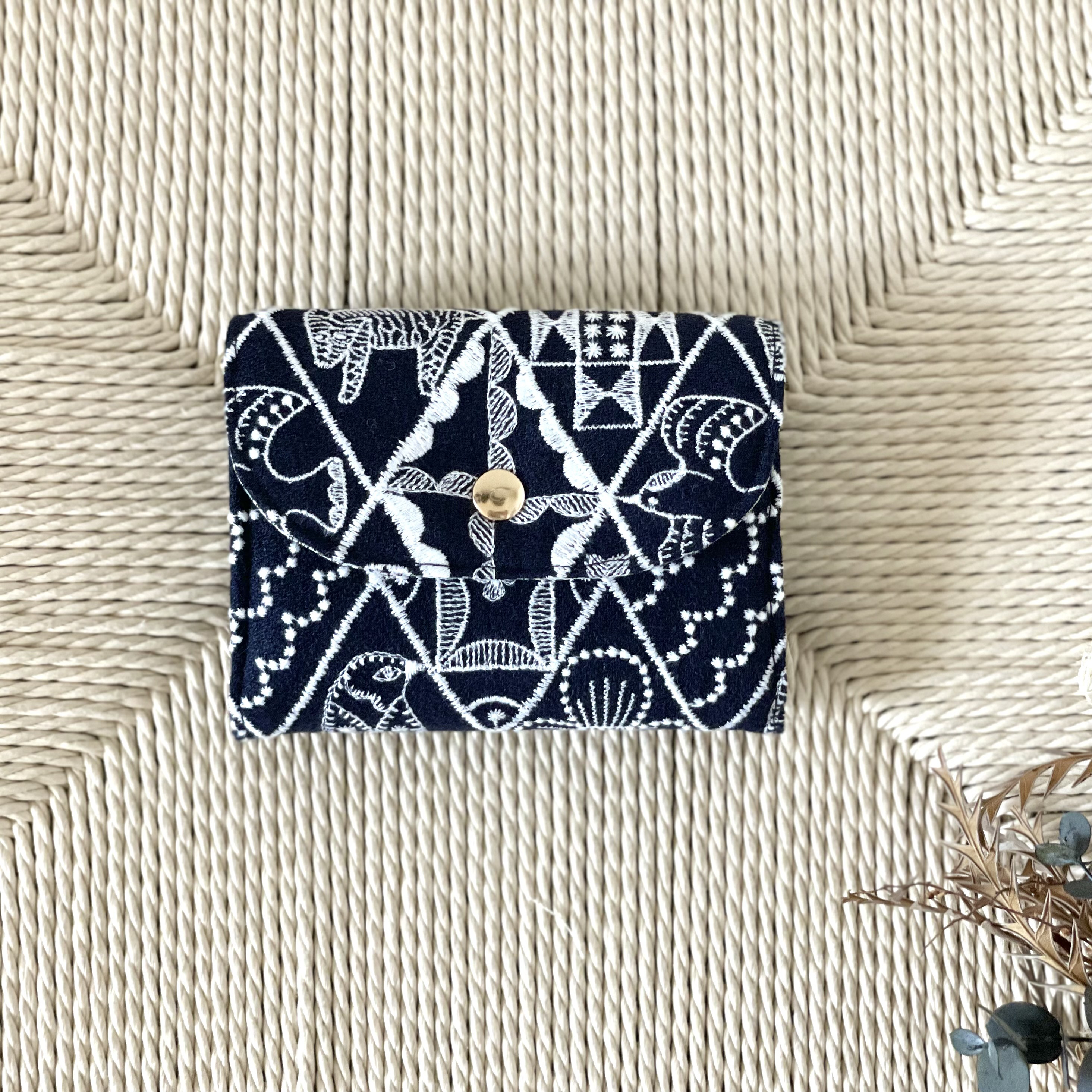 ⚮̈ミナペルホネン　symphony navy コンパクトウォレットS ミニ財布 ⚮̈ミナペルホネン symphony navy コンパクトウォレットS ミニ財布