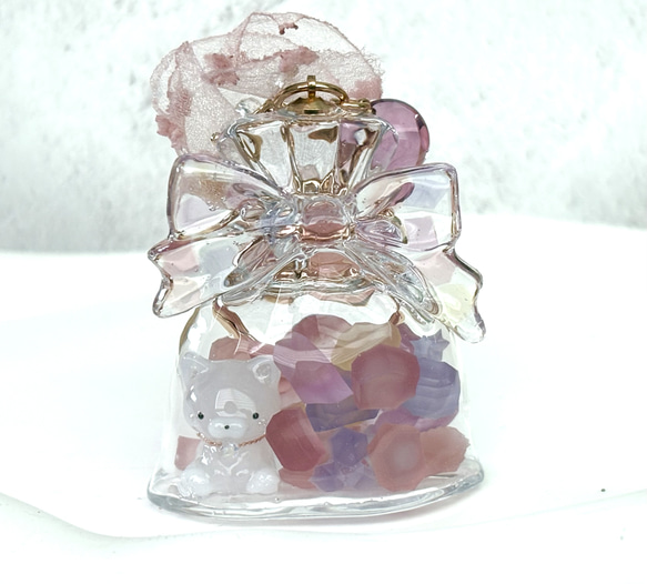花霞の巾着 琥珀糖シェイカーキーホルダー レジンキーホルダー