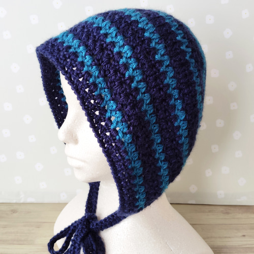 ボンネット ニット帽 クロシェハット ニットフード フードキャップ