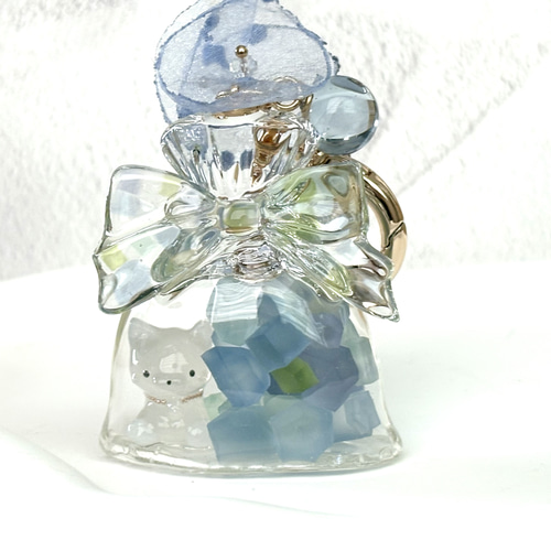 水鏡の巾着 シェイカーキーホルダー レジンキーホルダー 琥珀糖