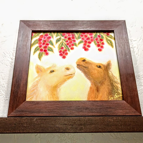 風水吉祥 干支絵画②＊幸の南天～光双馬～難を転じて福となす 新年