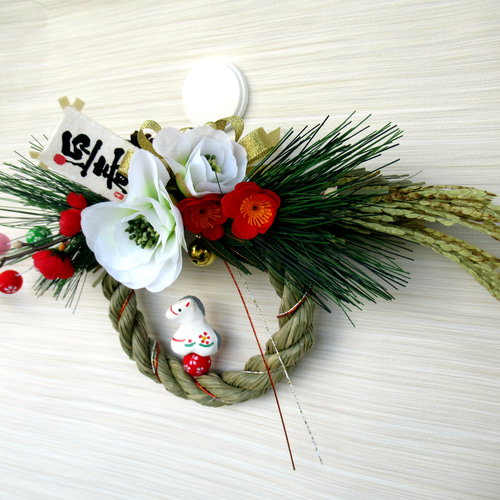 2026しめ縄☆ 正月飾り 午（うま）のお正月リース飾り 大26-6 リース