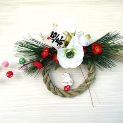 〈2〉布リース お正月飾り (へび) 2025□しめ縄□ 正月飾り 巳（へび）のお正月リース飾り 小25-3 リース