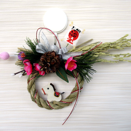 2026しめ縄☆ 正月飾り 午（うま）のお正月リース飾り 小26-6 リース