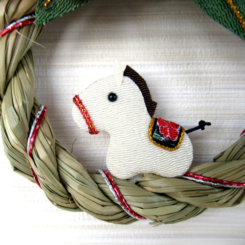 2026しめ縄☆ 正月飾り 午（うま）のお正月リース飾り 小26-6 リース