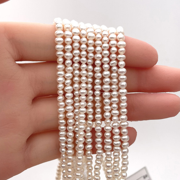 美麗 極小 淡水パール 真珠 3mm 4mm 19cm 小粒 ベビー ポテト tp0032 2枚目の画像