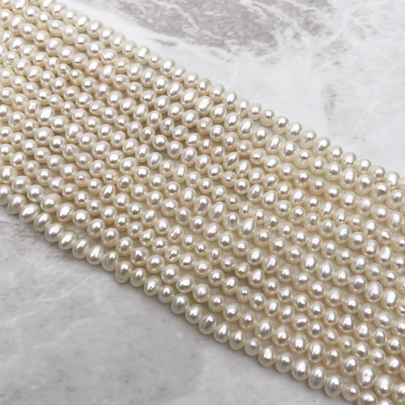 美麗 極小 淡水パール 真珠 3mm 4mm 19cm 小粒 ベビー ポテト tp0032 3枚目の画像