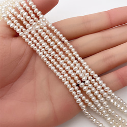 美麗 極小 淡水パール 真珠 3mm 4mm 19cm 小粒 ベビー ポテト tp0032 6枚目の画像