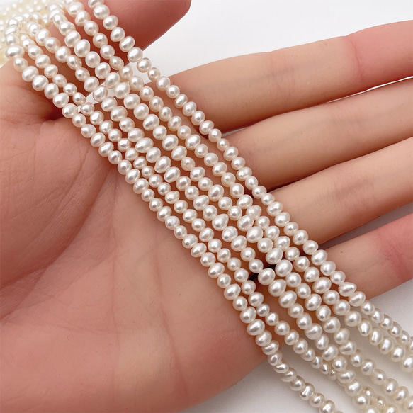 美麗 極小 淡水パール 真珠 3mm 4mm 19cm 小粒 ベビー ポテト tp0032 6枚目の画像