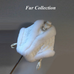 好印象を演出☆ホワイトフォックスファー付コート ウェッジウッド