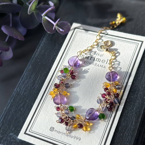 14kgf*秋爛漫*アメジストと秋色天然石たちのブレスレット ブレスレット