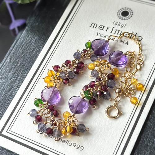 14kgf*秋爛漫*アメジストと秋色天然石たちのブレスレット ブレスレット