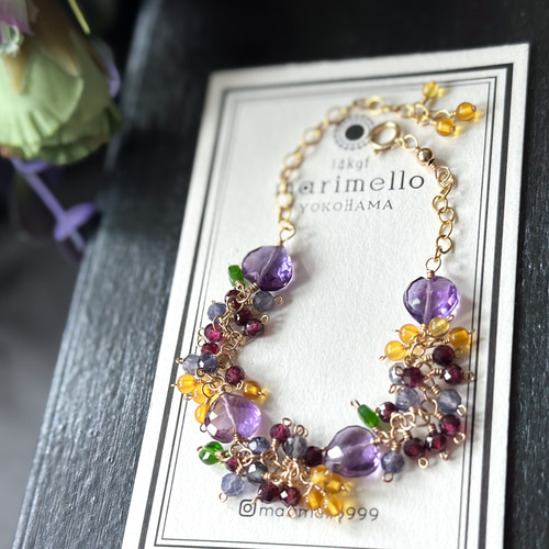 14kgf*秋爛漫*アメジストと秋色天然石たちのブレスレット ブレスレット