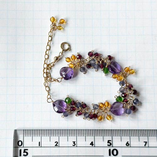 14kgf  秋色天然石ブレスレット◝✩ 14kgf 秋色天然石ブレスレット◝✩ 14kgf*秋爛漫*アメジストと秋色