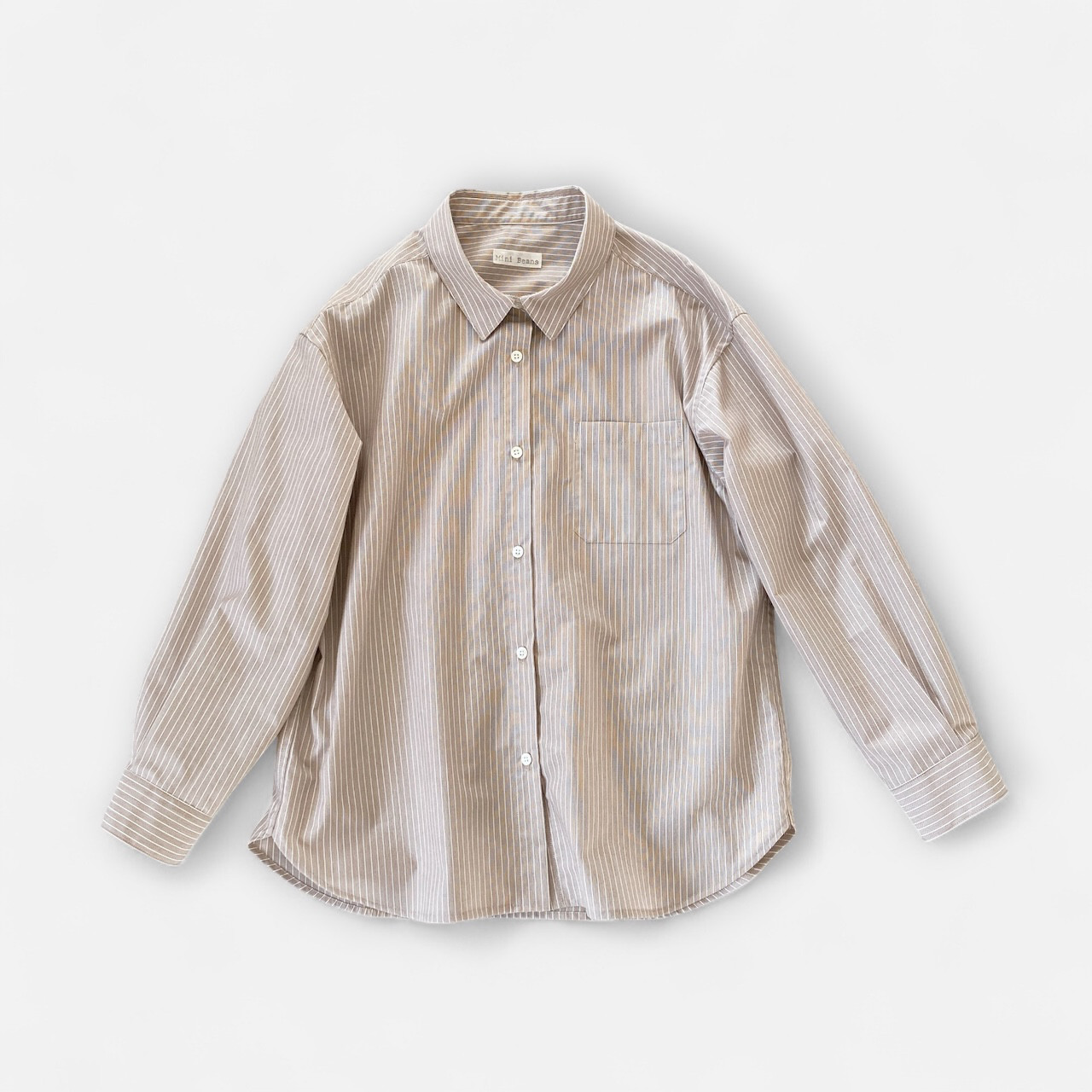 [Ｓ]ストライプベーシックシャツ/モカ