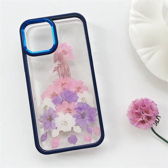 押し花ドレス 千鳥草ケース  iPhone17Pro/17Air/17ProMax/16e シリコンケース スマホケース