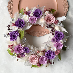 受注制作] ローズガーデンリース✤ピンク&ワインカラー✤プリザーブド