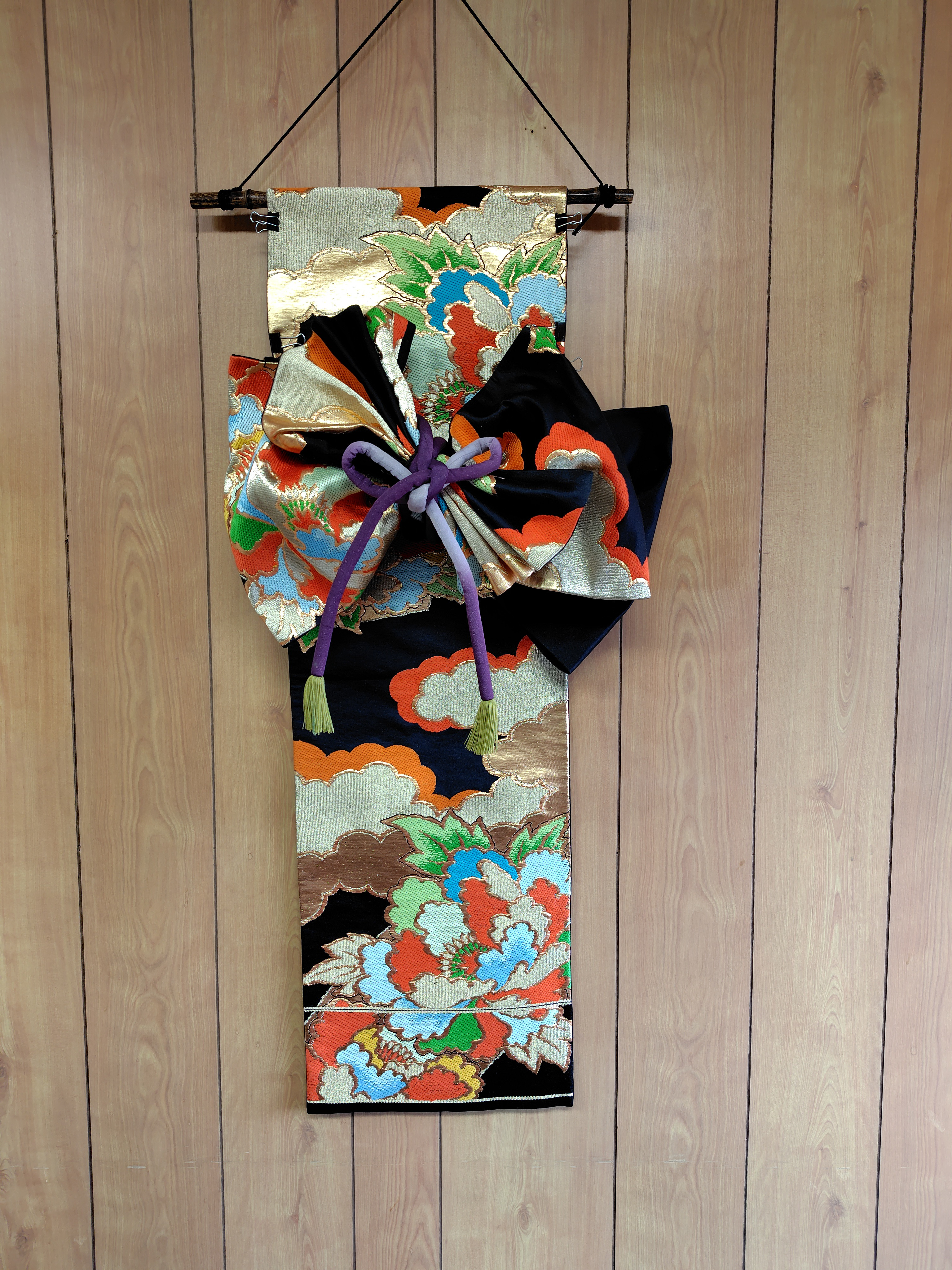 帯タペストリー　お正月飾り　帯リメイク　アンティーク