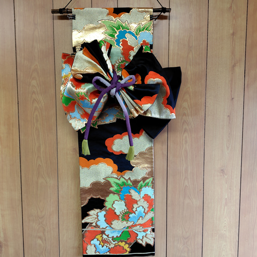 帯タペストリー お正月飾り 帯リメイク アンティーク タペストリー