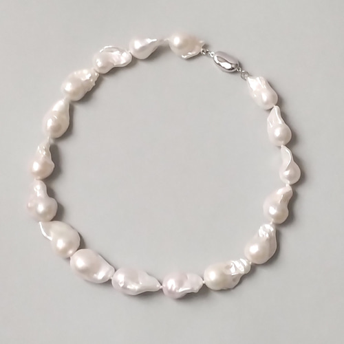 大粒 オイスター バロックパール ネックレス｜淡水真珠 オールノット