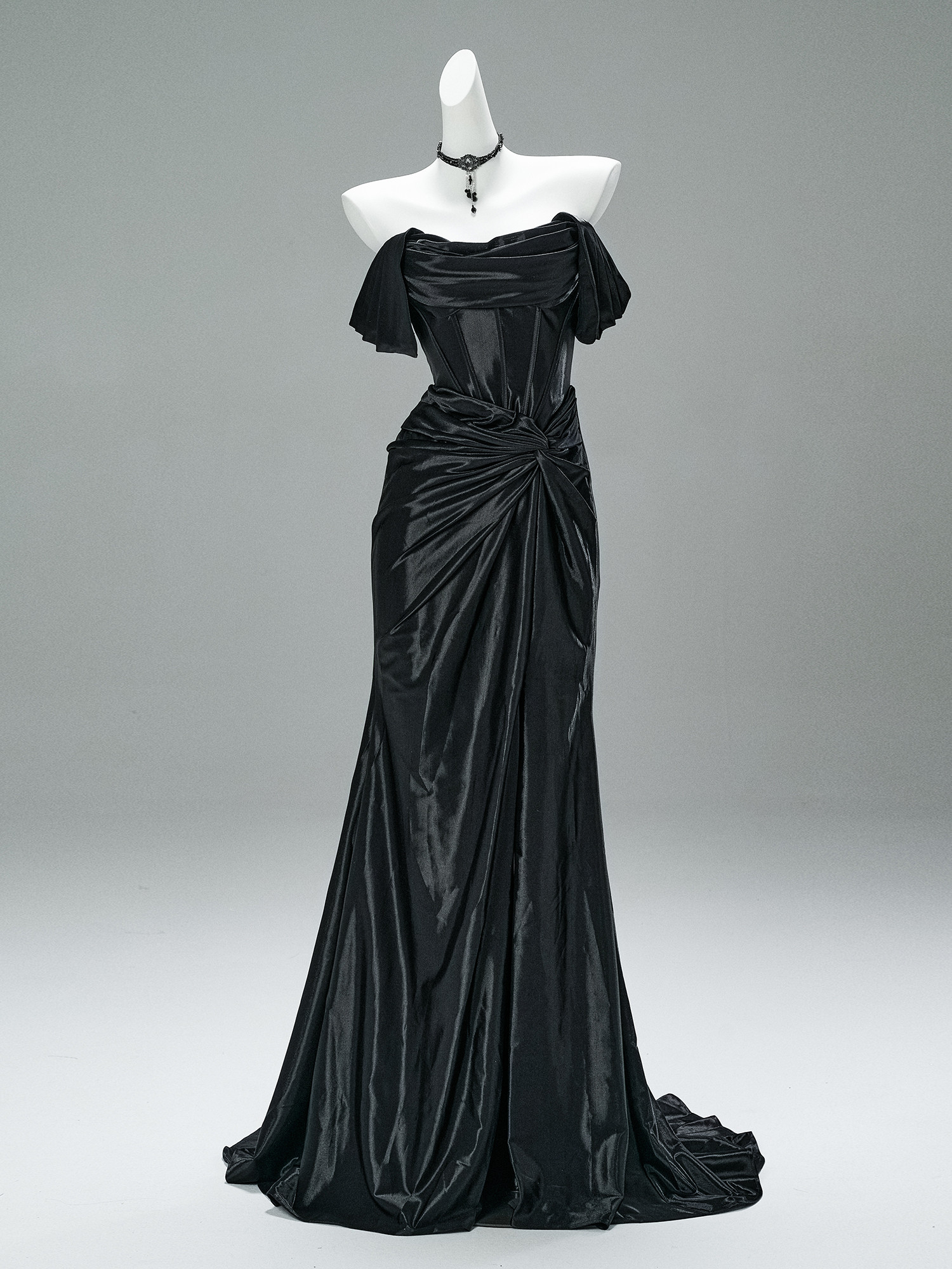 豪華 黒 オフショルダー マーメイドドレス ウェディングドレス パーティー 演奏会 二次会 前撮り 披露宴 AK162