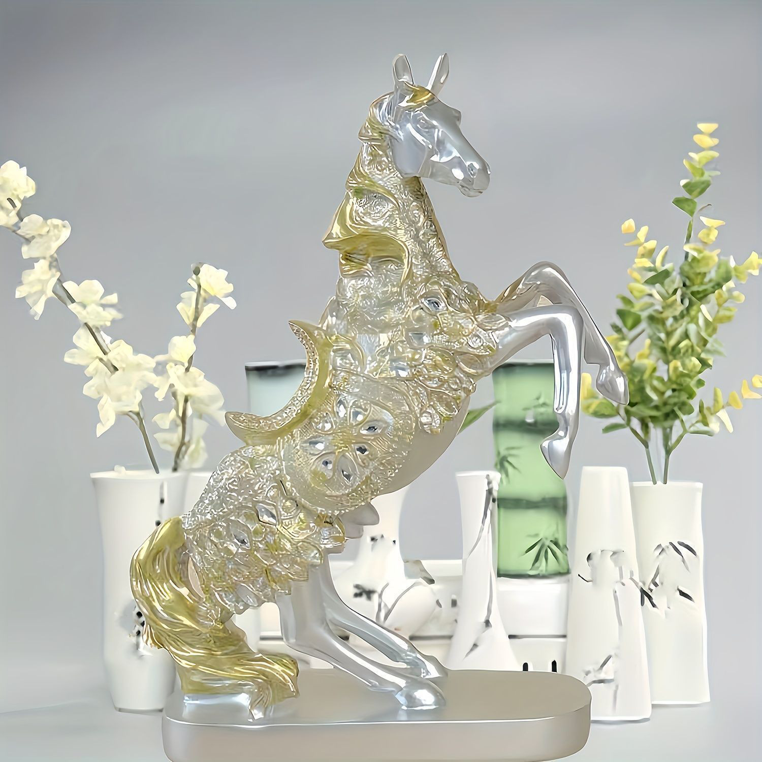 置物 インテリア おしゃれ 雑貨 インテリア雑貨 デザイナー 置物 跳ね馬の置物 運気向上 金の跳ね馬 ヨーロピアン