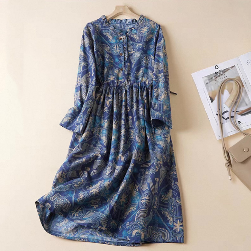 春秋♡綿麻ワンピース♡コットンリネン♡通勤♡通学♡