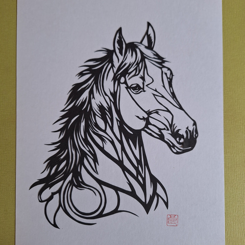 切り絵アート 駿馬 切り絵 makochin 通販 19972512｜Creema(クリーマ