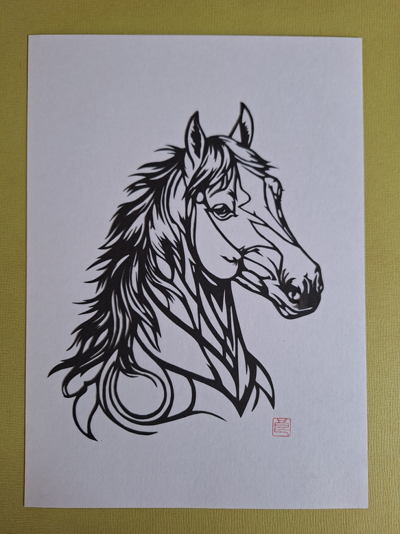 切り絵アート 駿馬 切り絵 makochin 通販 19972512｜Creema(クリーマ
