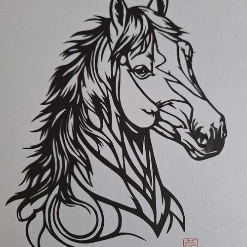 切り絵アート 駿馬 切り絵 makochin 通販 19972512｜Creema(クリーマ