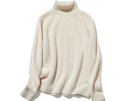 シンプルだけど、一枚で様になる』カシミヤ100％ タートルネック