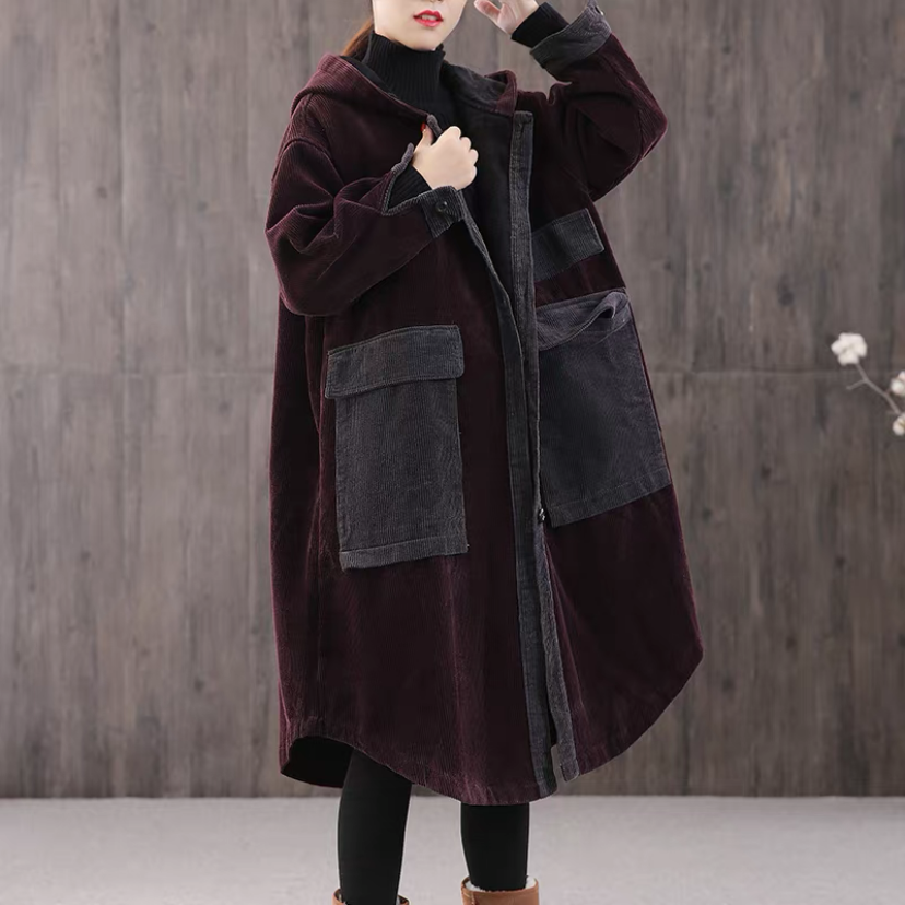 コート、コーデュロイ、レディース、 ゆったり、長袖、春、秋、冬
