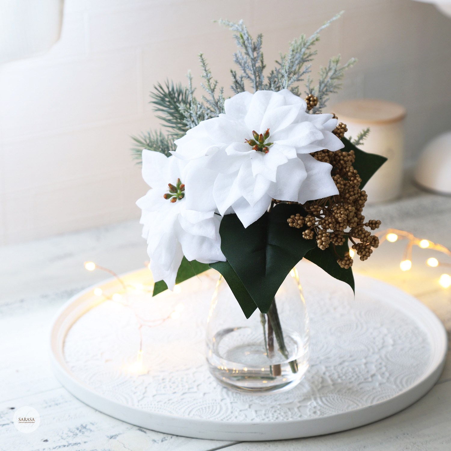 (マジカルウォーターアレンジ)ホワイトポインセチア