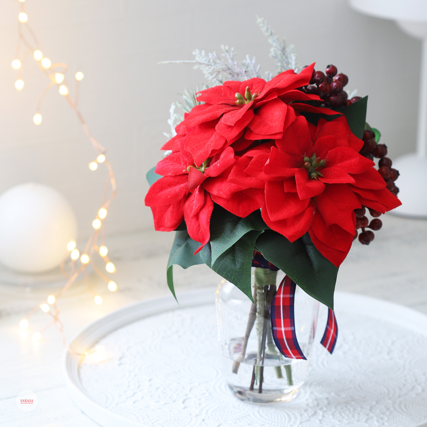 (マジカルウォーターアレンジ)レッドポインセチア
