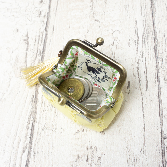 グリーン・猫耳のミニがま口ポーチ 5枚目の画像