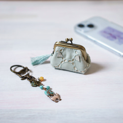 グリーン・猫耳のミニがま口ポーチ 9枚目の画像