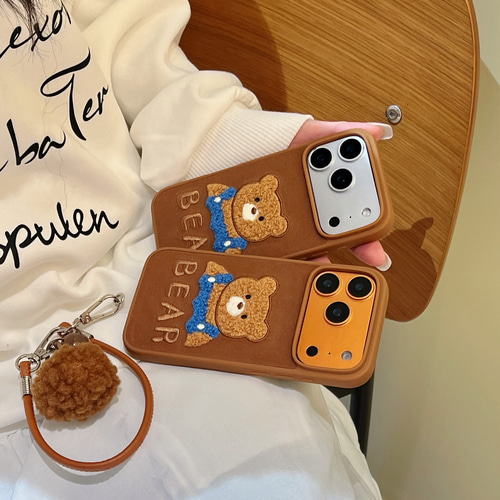 動物刺繍 もこもこ iphoneケース 17 16 15 14 13 スマホケース くま