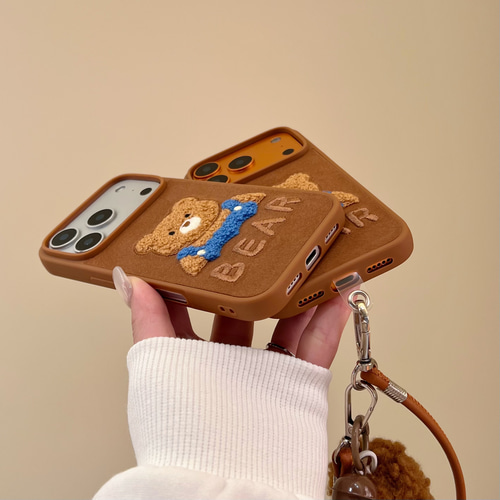 動物刺繍 もこもこ iphoneケース 17 16 15 14 13 スマホケース くま
