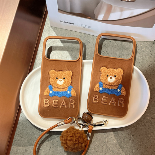動物刺繍 もこもこ iphoneケース 17 16 15 14 13 スマホケース くま