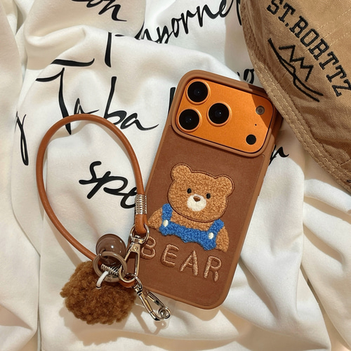 動物刺繍 もこもこ iphoneケース 17 16 15 14 13 スマホケース くま