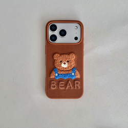 可愛い 犬 刺繍 iphone16 15 14 13 12 ケース 編み ストラップ デニム