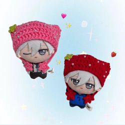 編み物 ちびぐるみ ぬい服 ボンネット スタイ ブラック 黒