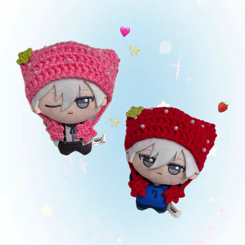 【ry;】猫耳ニット帽 ショッキングピンク ハンドメイド 編み物 編み物 ちびぐるみ ぬい服 猫耳ニット帽 ピンク - メルカリ