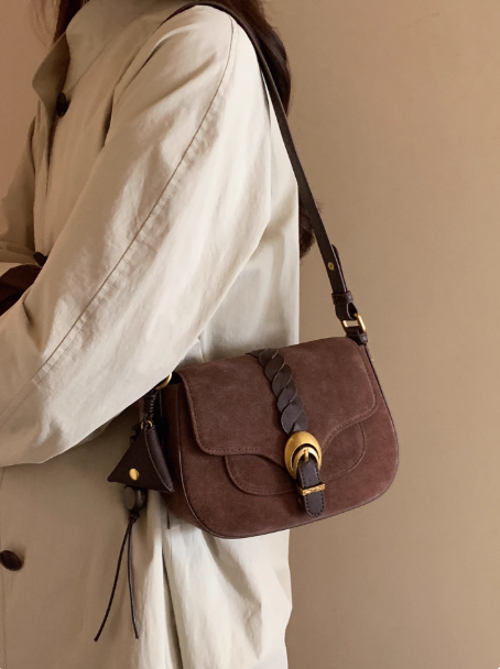 Chio2nd】サドルバッグ スエードレザー 秋冬 レトロ 2WAY ショルダー