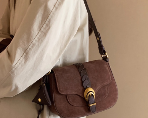 Chio2nd】サドルバッグ スエードレザー 秋冬 レトロ 2WAY ショルダー